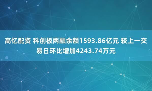 高忆配资 科创板两融余额1593.86亿元 较上一交易日环比增加4243.74万元