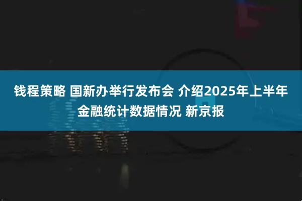 钱程策略 国新办举行发布会 介绍2025年上半年金融统计数据情况 新京报